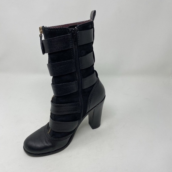 MARC BY MARC JACOBS Gold Buckle Leather Suede MidCalf Belted HEEL BOOTS / EU 37 - Picture 9 of 16